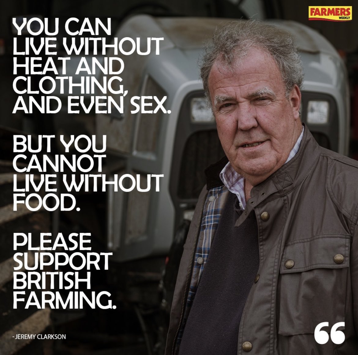 FarmersWeekly's tweet photo. Can’t argue with that. 🇬🇧 

@JeremyClarkson | @NoFarmsNoFoods https://t.co/F4dB61DkuG