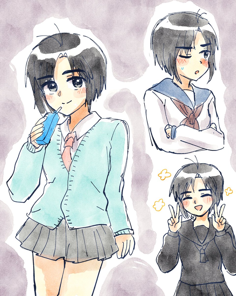 制服まこりんは春夏秋冬の季語 といいつつ冬服多めまこりん 
