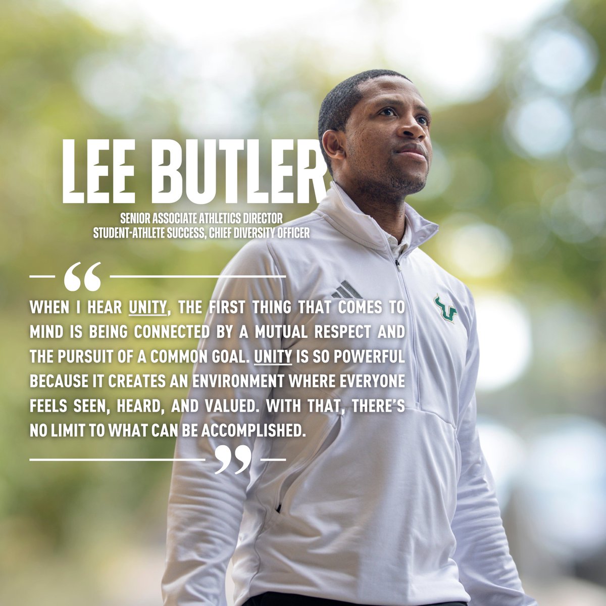 Enhancing_U's tweet photo. On Day 3 of #AmericanUnityWeek we #SpotlightWednesday our @USFAthletics staff, Lee Butler and Carlton Rice, who promote unity across campus and enhance Team USF. 🤘

#HornsUp | #GoBulls https://t.co/cHu5H0C8iw