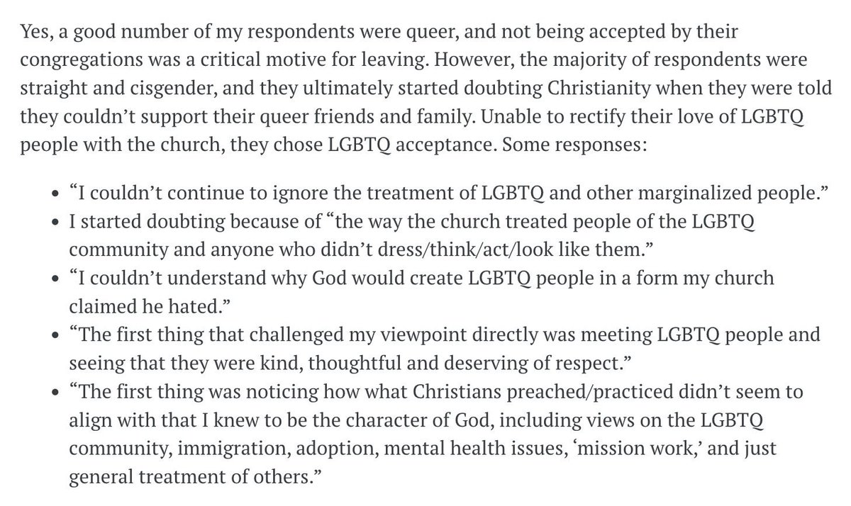 If you’re interested in what is driving the mass exodus from church in America (40 million in the last 25 years) look no further than stuff like this.

People are leaving because so many Christians and so many churches are so unlike Christ, especially toward LGBTQ+ folks.