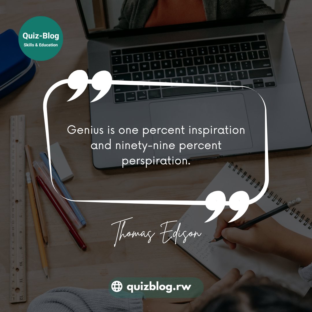 QuizblogRw's tweet photo. After being #Inspired, you have to work hard towards becoming a #Genius. #QuizBlog is always there with you on that journey.
Find learning materials, multiple choices and blogs to help you excel in your studies.
#QuizBlog #SKills #Education #Inspiration #Perspiration https://t.co/S4CFFfIsV0