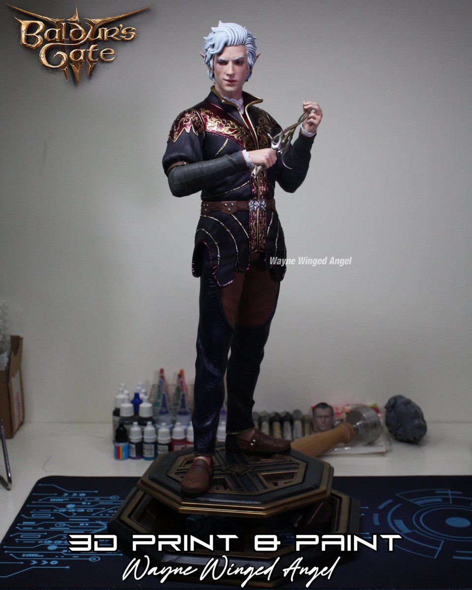 WWA_wayne's tweet photo. Final 🥹

This STL is beautifully sculpted by @h3llcreator , I print this in 1/4 scale, total height of 53cm, using High Grade Industrial SLA Printer. Anyone who wanted some unique collectible to be 3D Print &amp; Paint, PM/DM me anytime! 

#baldursgate3 #baldursgate #astarion https://t.co/kOXFTzbXj3