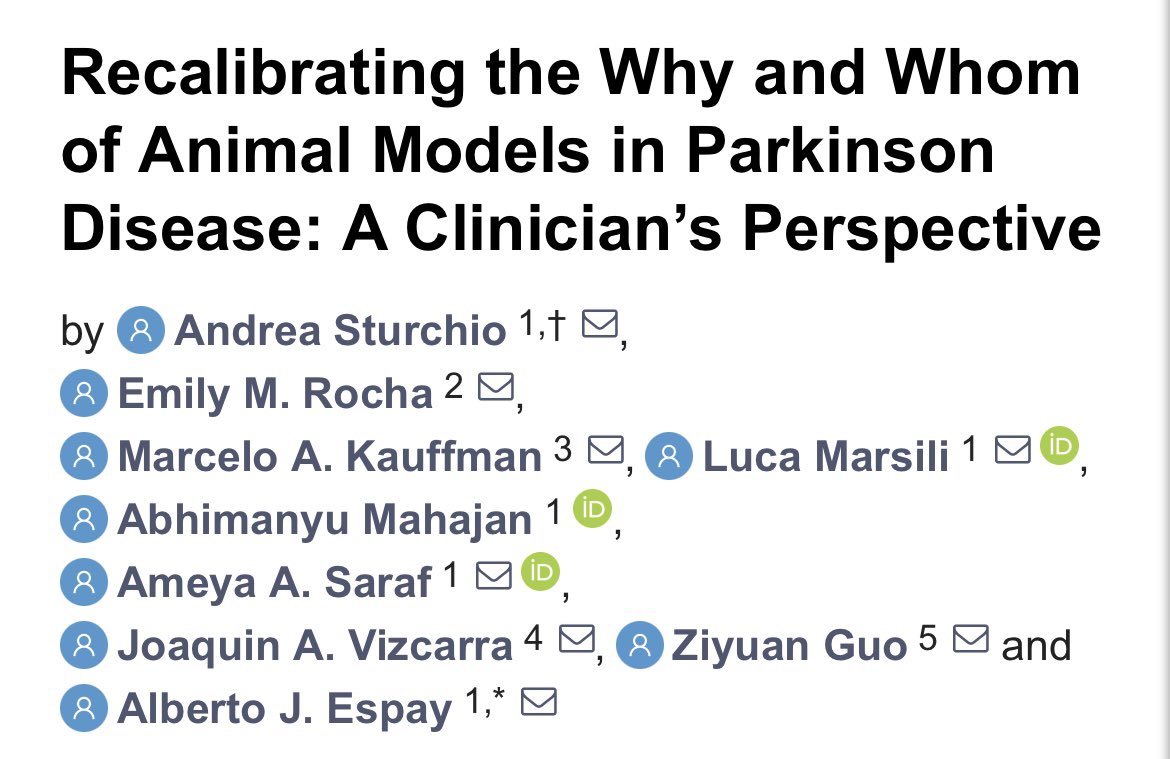 Animal models have been used to gain pathophysiologic insights and aid in translational efforts to guide human clinical trials in PD. This effort with current, former @uofcincy researchers and collaborators presents a clinician’s perspective. Full text: mdpi.com/2076-3425/14/2…