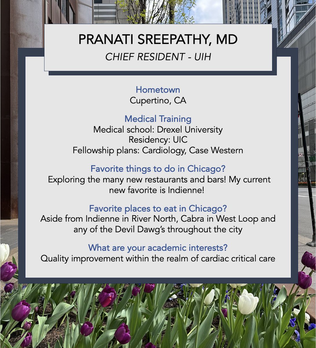 From Cupertino, CA, this week’s chief resident spotlight: Pranati Sreepathy! #GoFlames #UICIM