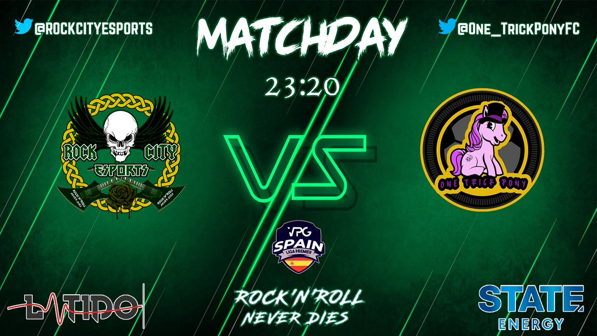 RockCityEsports's tweet photo. 🔥MATCHDAY🔥

¡Buenas Tardes Rocker@s! Ayer terminamos los playoff de VFO así que hoy solo os traemos estos tremendos partidazos.

🏆|@EFAesportsSpain 
🕚|22:40
🆚|@CDT_ProClubs 

🏆|@VPG_Spain 
🕚|23:20
🆚|@One_TrickPonyFC 

@latidoshop @statedrinks @ComunidadClubes https://t.co/gAFmEblqkA
