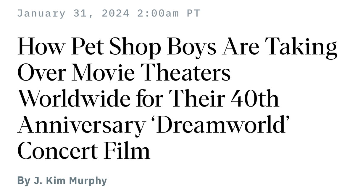 petshopboys's tweet photo. | @Variety magazine speak to the production team behind the "Dreamworld" concert film which is screening in cinemas tonight. Link below.

https://t.co/Ob3b3YLIAt

#DreamworldFilm #PetText https://t.co/np5UMVErft