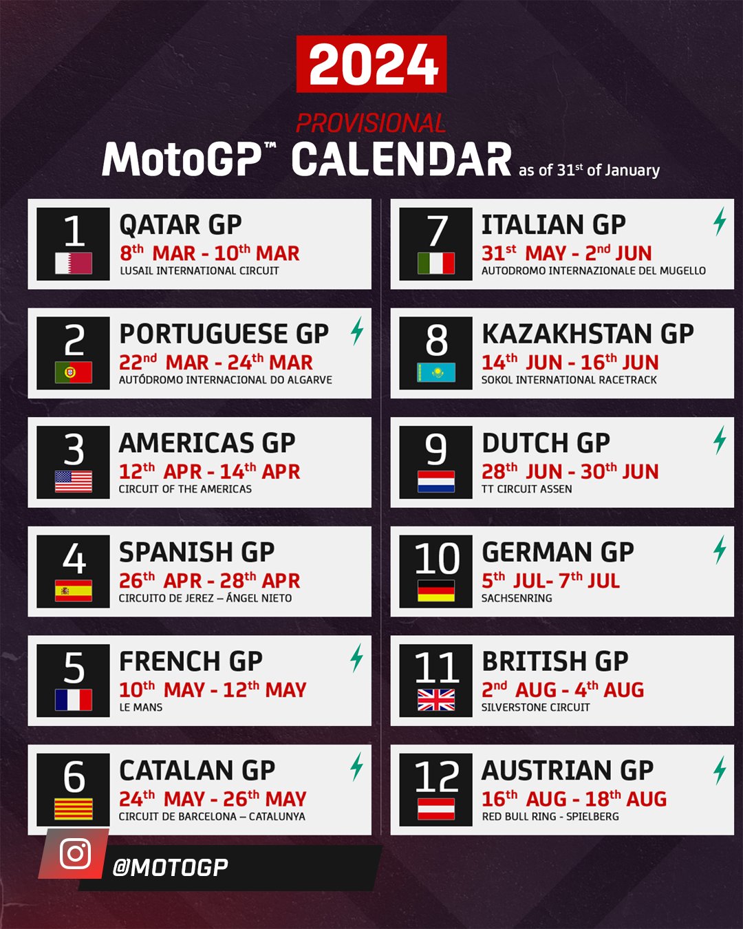ESPN MotoGP в X „Así queda el calendario 2024 tras la😶 Explore o