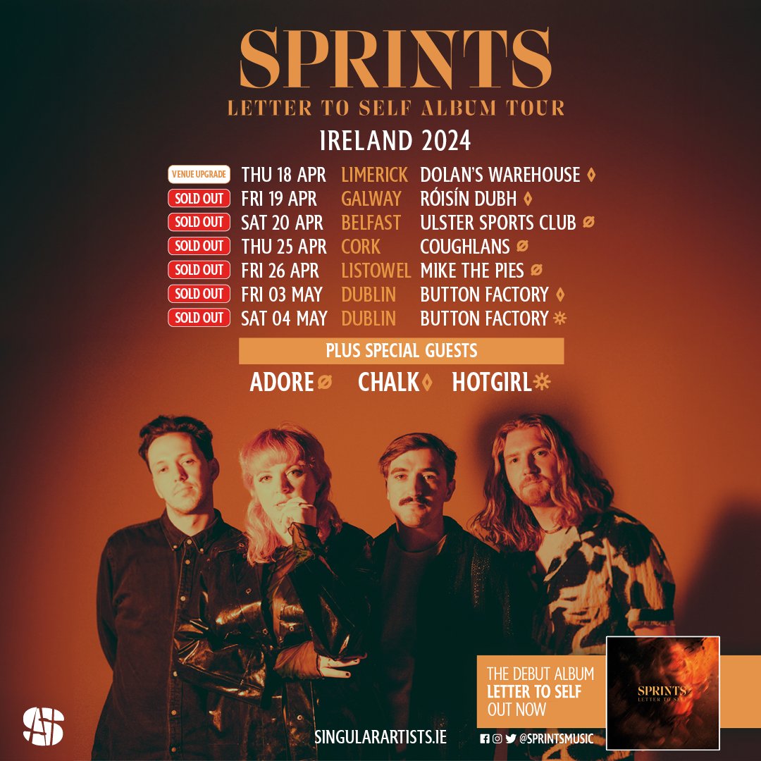 seodashows's tweet photo. * REMINDER - REMAINING tix On Sale NOW! *

@SPRINTSmusic debut Warehouse show
w/Special Guests @chalk_band
On Sale from @mydolans, @TicketmasterIre
&amp; HERE NOW:  https://t.co/3hqv612PAZ 

Get on it!! x

w/@singularartists

@CitySlang

#LetterToSelf

💚 https://t.co/JroCfLWbRU