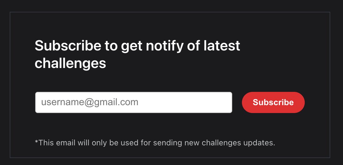 laforge_toma's tweet image. 🔥 New section in #AngularChallenges.
You can now subscribe to a mailing list to know when a new challenge is published.
*The only purpose of this subscription is for new challenges.
angular-challenges.vercel.app