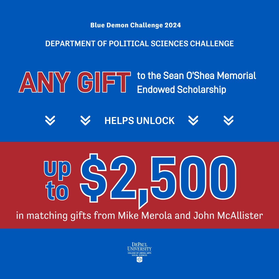 Here are more LAS challenges to choose from! Remember, your gift, of any size, goes a long way in making a student's college experience meaningful and impactful. Make a gift today to any of the LAS challenges: challenge.depaul.edu/giving-day/808… #bluedemonchallenge #thankyou