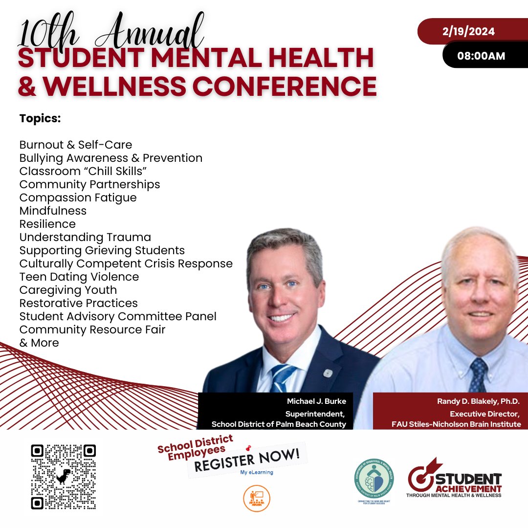 DBMH_SDPBC's tweet photo. We are getting excited for our 10th Annual Student Mental Health &amp; Wellness Conference on 2/19 for District employees! This year's theme is "Inspiring Resiliency and Well-being" Registration closes this Friday on eLM. #SMHaW #MentalHealth #Wellness #Wellbeing #GYGO #GYGO365 https://t.co/x187lv6HhA