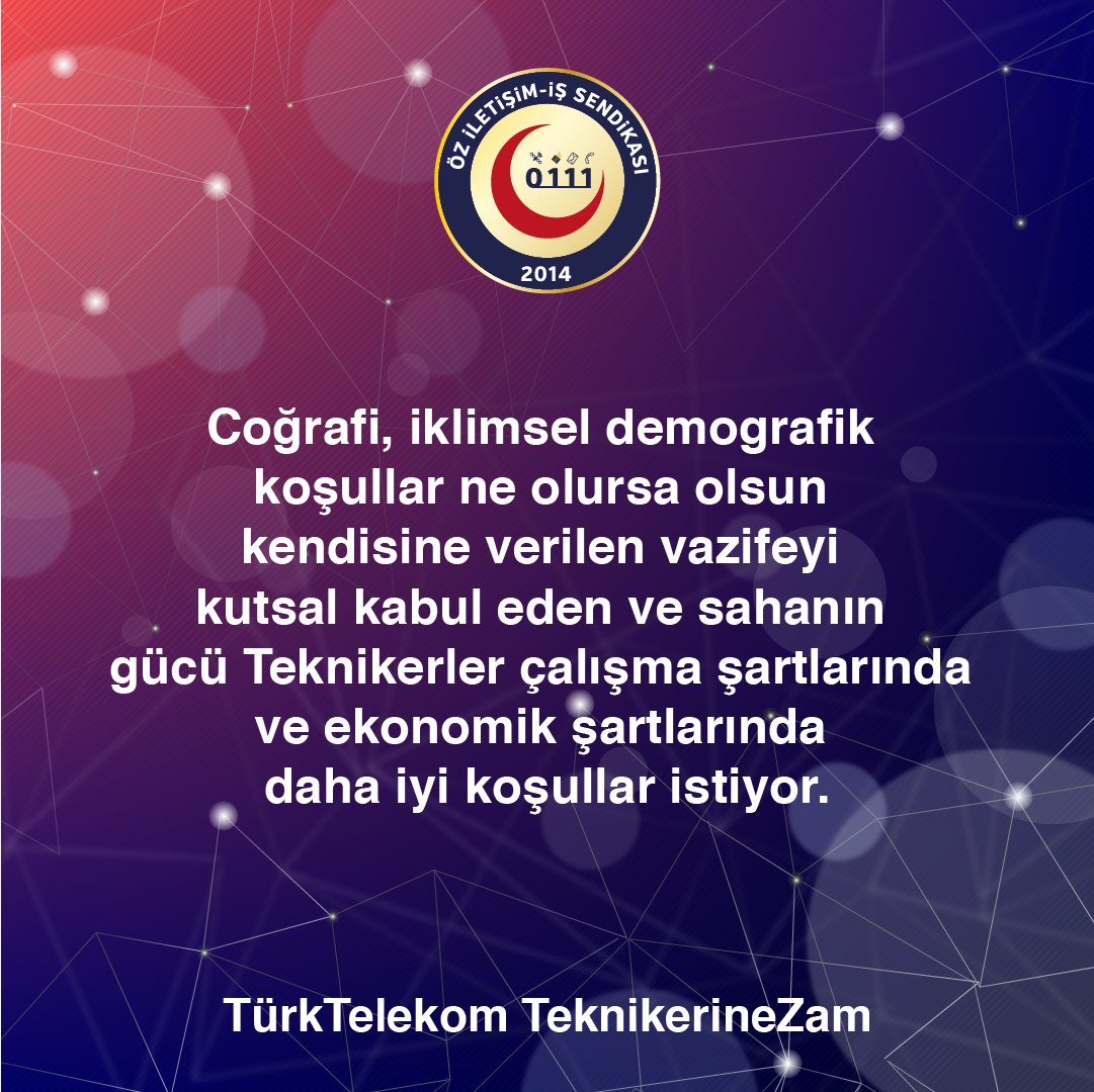 Coğrafi, iklimsel demografik koşullar ne olursa olsun kendisine verilen vazifeyi kutsal kabul eden ve sahanın gücü Teknikerler çalışma şartlarında ve ekonomik şartlarında daha iyi koşullar istiyor.

TürkTelekom TeknikerineZam
<a href="/umitonaltr/">Ümit Önal</a>  <a href="/TurkTelekom/">Türk Telekom</a>  <a href="/UABakanligi/">T.C. Ulaştırma ve Altyapı Bakanlığı</a>