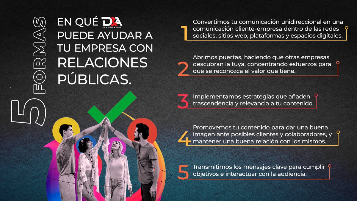 Descubre algunas formas en que D&amp;A puede ayudar a tu empresa implementando un plan de Relaciones Públicas.
#D&amp;AComunicación #RRPR #Estrategias #RelacionesPúblicas