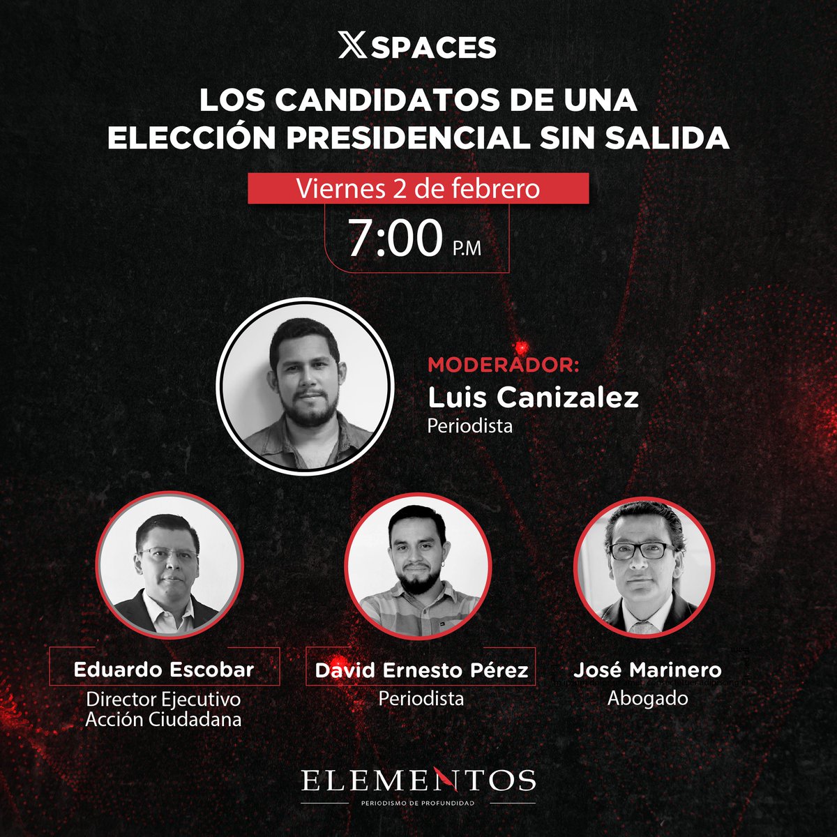 RevElementos's tweet photo. 💻 #SpacesElementos| En Revista Elementos consideramos justo que los lectores conozcan más de los otros candidatos. Por eso tendremos un espacio en donde podrás conocer más sobre sus perfiles y otros datos. ✅
¡No te lo pierdas! 👇 https://t.co/WAbdgQ84la