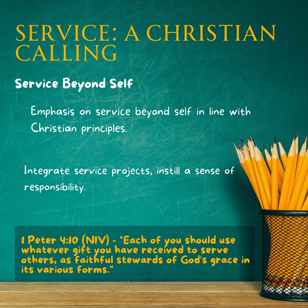 🌍✨ Christian education goes beyond textbooks, instilling a profound value: Service Beyond Self. Empowered by love and faith, graduates become stewards of grace, embracing a mission beyond personal gain. 🤝📚 #ChristianEducation #ServiceBeyondSelf