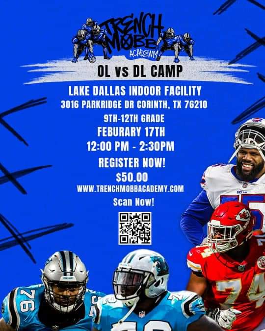 Support TrenchMobbAcademy  calling all High school Olinemen and Dlinemen to start your camp season off learning with the pros!