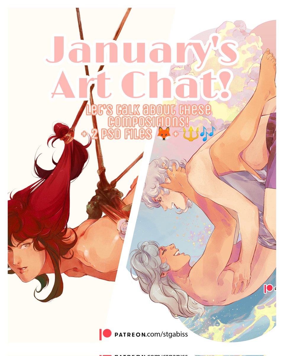 Saying bye bye to January with our monthly ART CHAT! 🎨👩‍🎨 Explaining the composition of these two pieces + the PSD files!