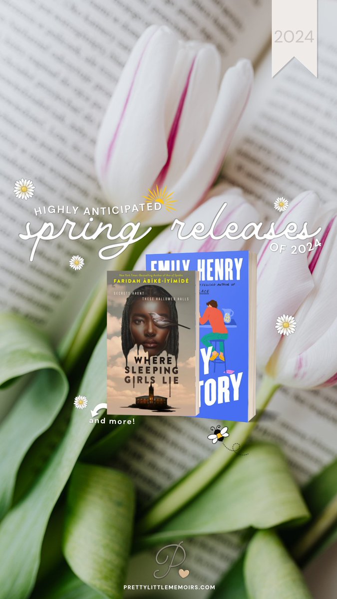 Highly Anticipated Spring 2024 Releases on Pretty Little Memoirs 🌸📕🍃🦋
Post: prettylittlememoirs.com/highly-anticip…
📖featuring <a href="/LAPainter/">Lynn Painter (Taylor's version)</a> @faridahlikestea <a href="/CarleyFortune/">Carley Fortune</a> <a href="/GabriellaBooks/">Gabriella Lepore</a> <a href="/blondewithab00k/">raCquel marie✨updates</a> <a href="/StorySorcery/">bethany baptiste</a> <a href="/morgan_m/">morgan matson</a> <a href="/JackieLauBooks/">Jackie Lau</a> <a href="/annzhao_/">ann zhao</a> #EmilyHenry #JennMcKinlay 💘