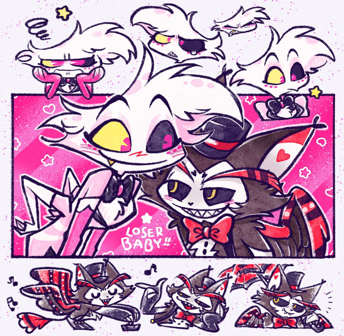 ハスエン🕷️🩷🐱❤️ #HazbinHotelFanart #huskerdust