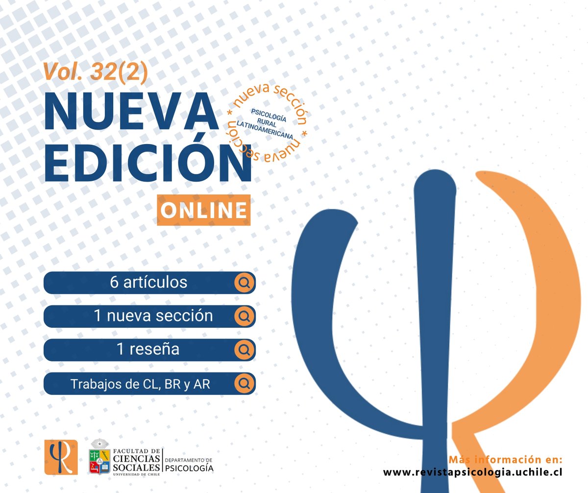 Ya está disponible en la web la nueva edición de la Revista de Psicología, Vol. 32(2). Además, inauguramos la nueva sección "Psicología rural latinoamericana: El campo y lo rural reinventados desde la psicología". Disponible en: revistapsicologia.uchile.cl/index.php/RDP/…