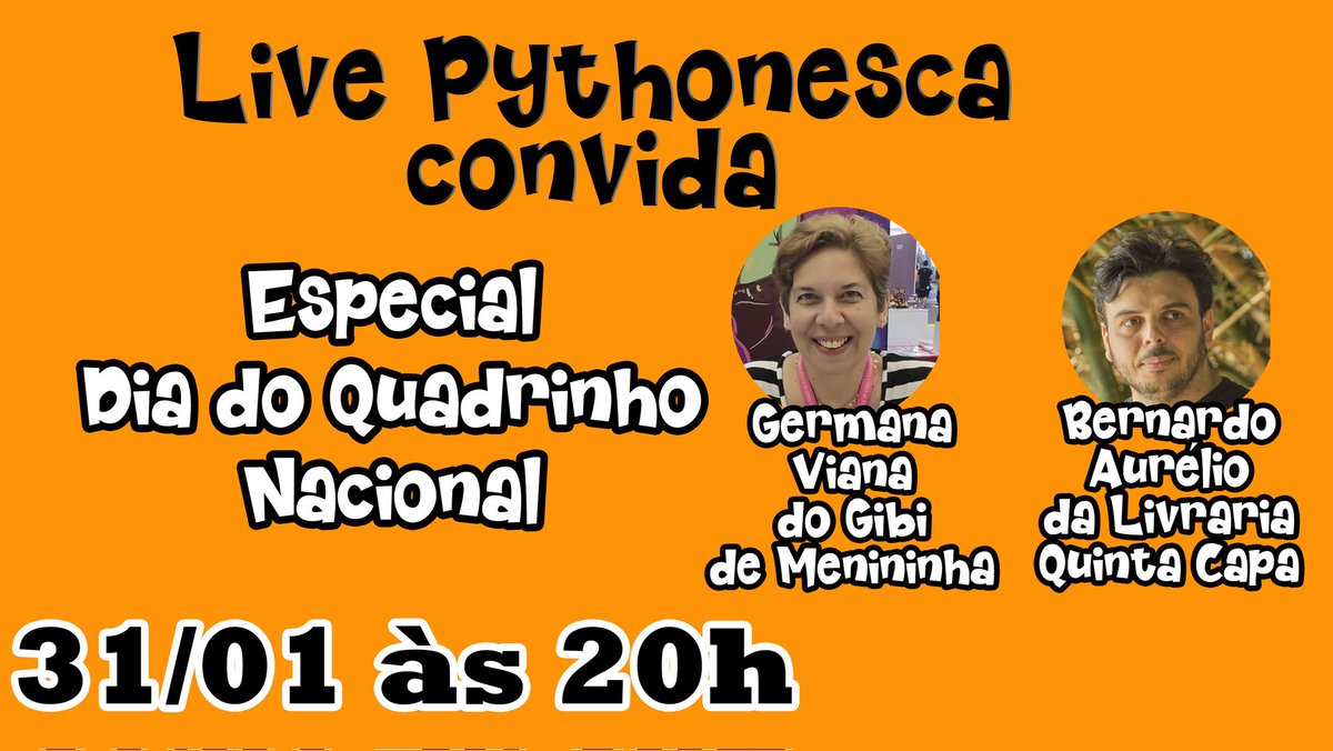 O dia do Quadrinho Nacional foi ontem, mas como isso aqui é Monty Python e o tempo é uma ilusão, então vamos comemorar hoje!

Live Pythonesca às 20h (não percam!)

Já clique e ative o lembrete: youtube.com/live/F4NvBOyUR…