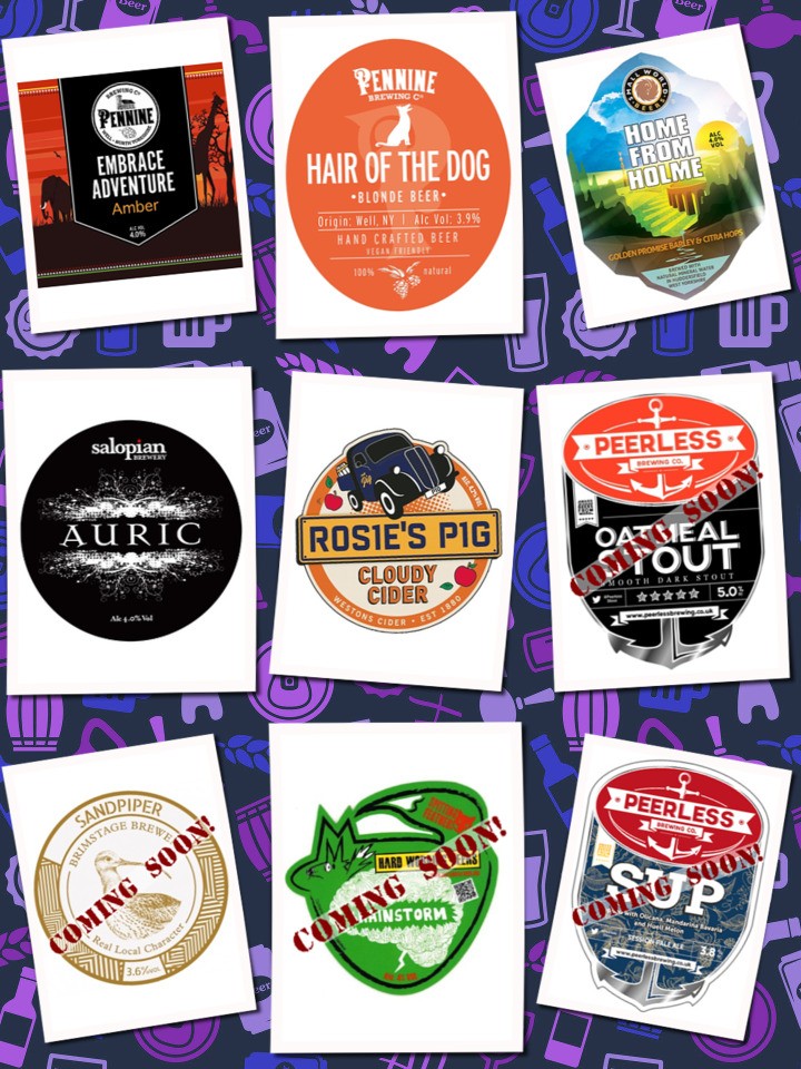 Our mid-week starting line-up looks like this today. Check out what's coming soon too. We are open from 4pm - 9pm if you feel like popping in. Cheers! @PennineBrewing @SmallWorldBeers @SalopianBrewery @WestonsCiderMil @LiverpoolCAMRA #RealAleFinder