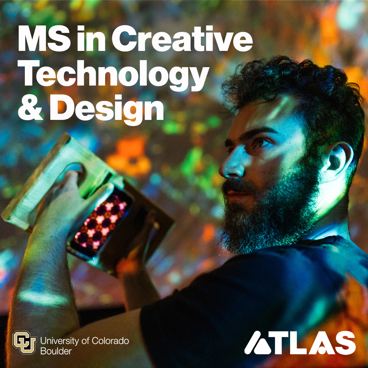 Interested in a different kind of master's program?

The ATLAS Institute at CU Boulder offers an MS. in Creative Technology &amp; Design for those ready to invent the future.

Next Info Session: Feb. 1 at 8am MST on Zoom
colorado.edu/atlas/academic… <a href="/cuatlas/">ATLAS Institute 🦬</a>  <a href="/CUEngineering/">CU Boulder Engineering 🦬</a> <a href="/CUBoulder/">CU Boulder 🦬</a>
