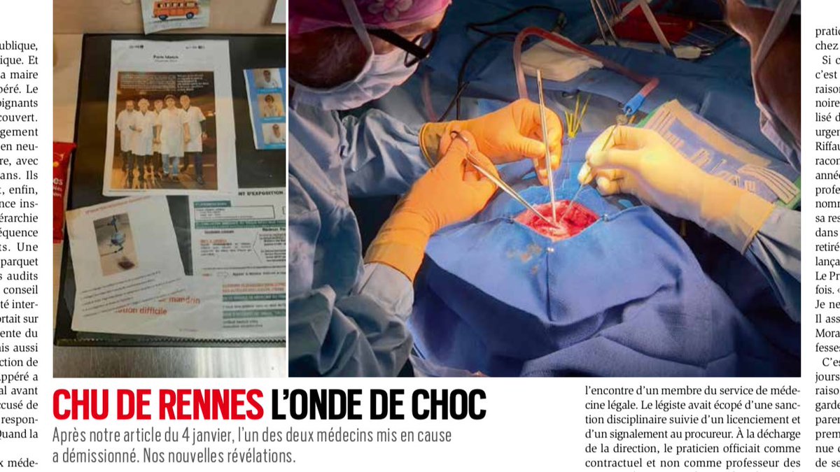 Demain dans <a href="/ParisMatch/">Paris Match</a>, 
suite de notre enquête sur l’affaire de harcèlement moral et sexuel qui secoue (force 10 sur l’échelle de Beaufort) le <a href="/CHURennes/">CHU de Rennes</a> et son service de neurochirurgie :