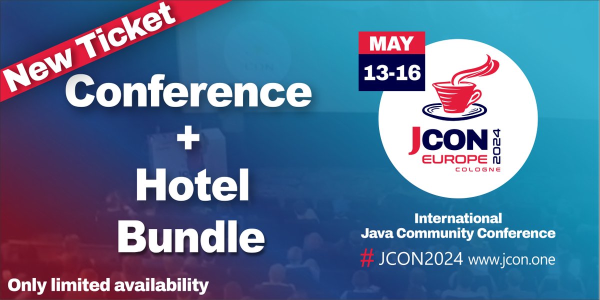 🌟 Exciting news fellow #JCON friends! You can still get a #JCON2024 EUROPE #EarlyBird ticket. We also have an exclusive experience with our new Ticket + Hotel Bundle! 🚨 #Limited availability – don't miss the chance to elevate your #conference stay. 🔗 2024.europe.jcon.one/tickets