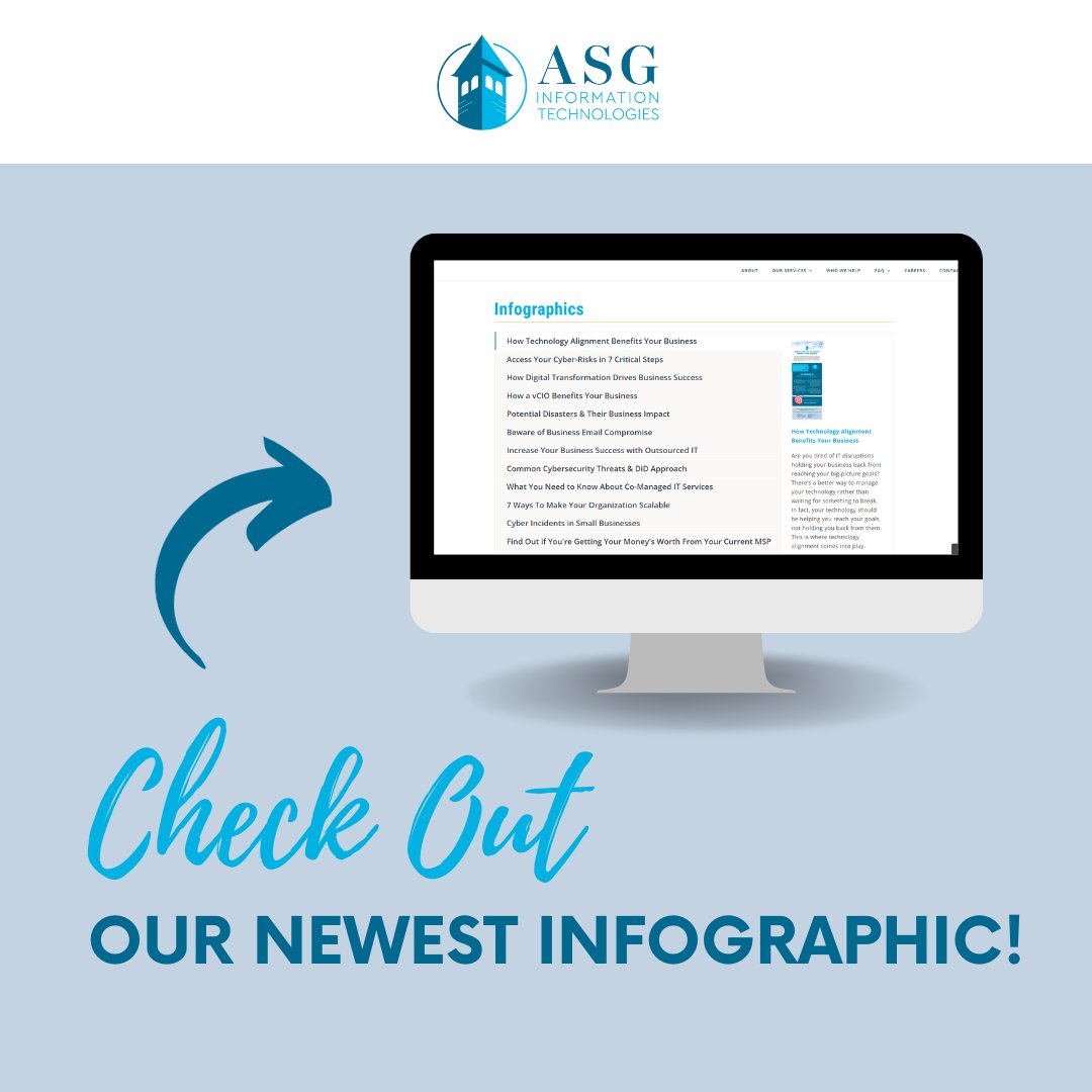 ASGTechnologies's tweet image. Want to learn more about technology alignment? Check out our newest infographic and other resources on our website! asgct.com/resources
#asgct #asginformationtechnologies #asgit #managedserviceprovider #msp #managedit #itconsulting #comanagedit #networksecurity