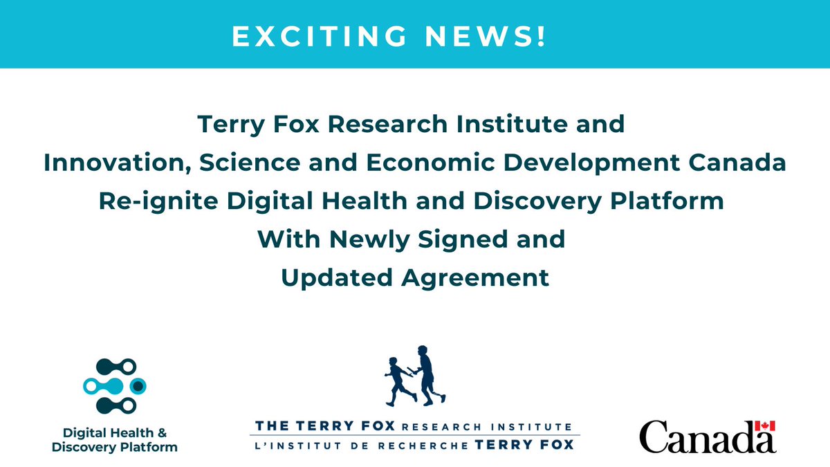 Exciting News! 📢Digital Health and Discovery Platform has Relaunched. Read the full press release here - rb.gy/vaq9g2

<a href="/tfri_research/">Terry Fox Research Institute</a> <a href="/ISED_CA/">ISED</a> <a href="/bitnobi/">Bitnobi, Inc.</a> <a href="/integrateAI/">integrate.ai</a> <a href="/distribgenomics/">The CanDIG Project</a> 

#precisionmedicine #artificialintelligence #healthcare #machinelearning #bigdata