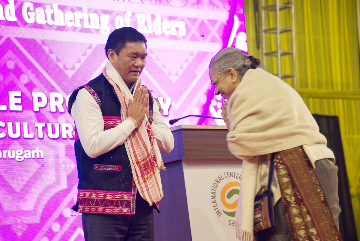 PemaKhanduBJP's tweet photo. Delighted to be a part of the 8th International Conference by @iccsglobal and RIWATCH Arunachal, where 30 countries came together to share indigenous wisdom. 

Glad to be accompanied by Hon DyCM Shri @ChownaMeinBJP ji. 

Gratitude to ICCS for promoting the concept of global family, transcending cultural boundaries. In a world racing to prove values, Arunachal's commitment to preserving indigenous traditions shines.

1/3