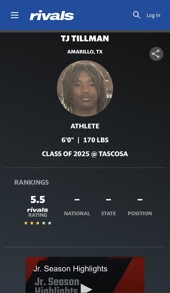 Blessed to be ranked a 3 star on Rivals !
