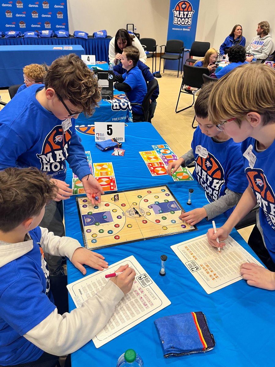 Exciting fusion of math & basketball at @PaycomCenter! 18 teams from Oklahoma schools gave their all at the 2024 @okcthunder Math Hoops Mini-Tournament by @DevonEnergy. Roosevelt Middle took the win, but ALL scored big with an exclusive OKC THUNDER vs. @Timberwolves experience!