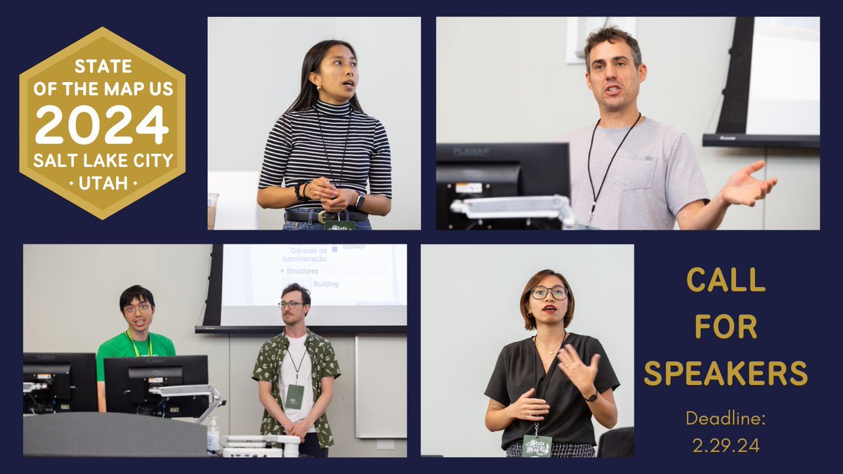 Share your ideas and session proposals for the 12th #StateoftheMapUS! We want to learn more about what kind of cool projects you're working on 🤓 🔗 sessionize.com/state-of-the-m… #OpenStreetMap #OSM #SOTMUS #SOTMUS2024