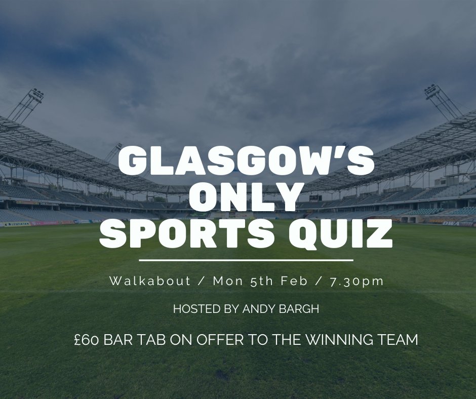 Back again at Walkabout on Monday for the monthly sports quiz 🏉⚽️🏀⛳️ Guess the year, career paths, tournament round, who am I, picture round and general sporting knowledge.. Always a great night and a great bar tab on offer. Come along with a mate or two and give it a go😃🤞