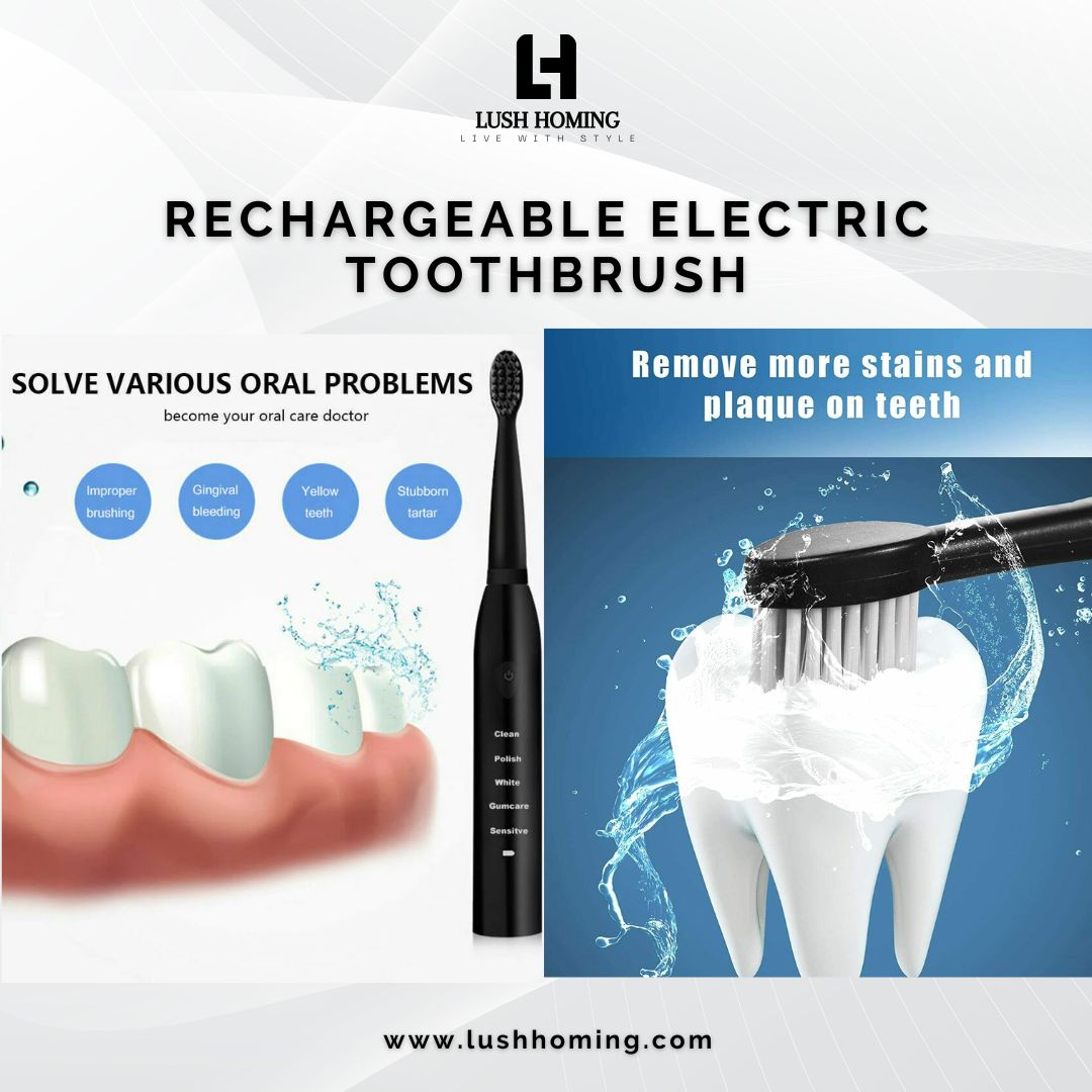 This rechargeable electric toothbrush brings a new level of freshness to your smile. lushhoming.com #lushhoming #ElectricToothbrush #SmileBright #OralCareRevolution #DentistApproved #RechargeAndRefresh