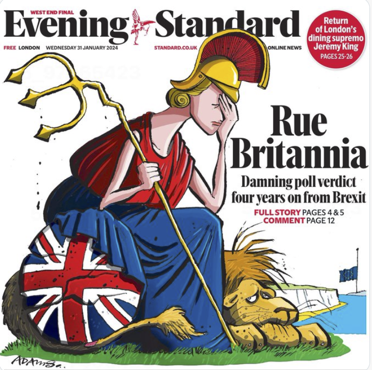 𝟏𝟑% 𝐒𝐄𝐔𝐋𝐄𝐌𝐄𝐍𝐓 des Britanniques pensent que le Brexit est une réussite, 4 ans après leur sortie de l'UE - sondage aujourd'hui (détails - lien 👇)

(Chiffre à rappeler peut-être de temps en temps, ailleurs, et par les temps qui courent)
standard.co.uk/news/politics/….