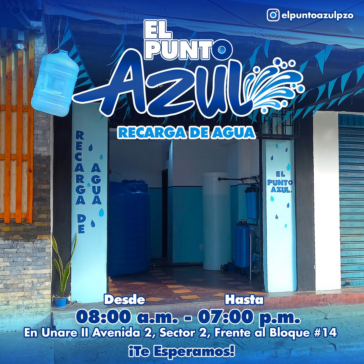 Trae tus botellones y recárgalos en #ElPuntoAzul 💦
<a href="/jfranciscolt/">Joseph</a> y <a href="/jossuesaavedra/">Josué Saavedra</a> te esperan!

📍Unare II, Av. 2, Sector 2, Frente al Bloque #14 

#Pzo #PuertoOrdaz