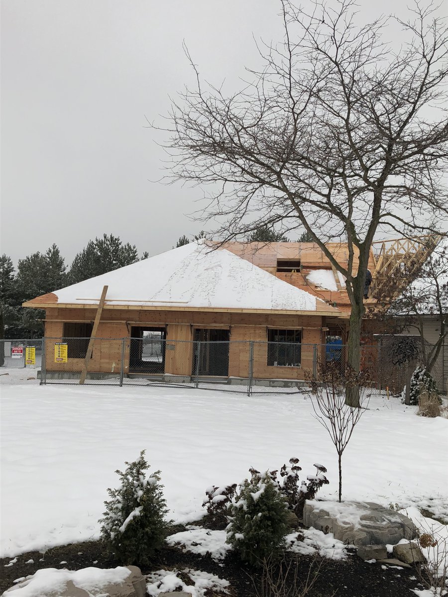 Despite some snow challenges in the past week or so, progress continues with our expansion.  The roof is near ready for shingles.