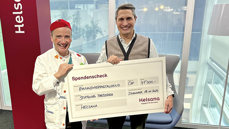 Userinnen und User der Helsana+ App spendeten 2023 stolze CHF 41’000 für die Stiftung Theodora. Denn Pluspunkte können neben Geldbeträgen auch in eine Spende umgewandelt werden. Die Stiftung Theodora und Helsana sagen DANKE für dieses Engagement.