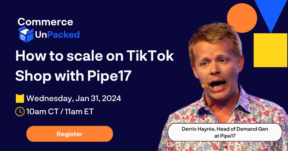 Today, we'll be going over operational workflows between Pipe17, <a href="/ShipBob/">ShipBob</a> , <a href="/tiktok_us/">TikTok US</a> Shop, and <a href="/NetSuite/">NetSuite</a>. If you're an operational leader struggling to automate the click-to-fulfillment process, this session is for you: shipbob.registration.goldcast.io/events/795e81c…
