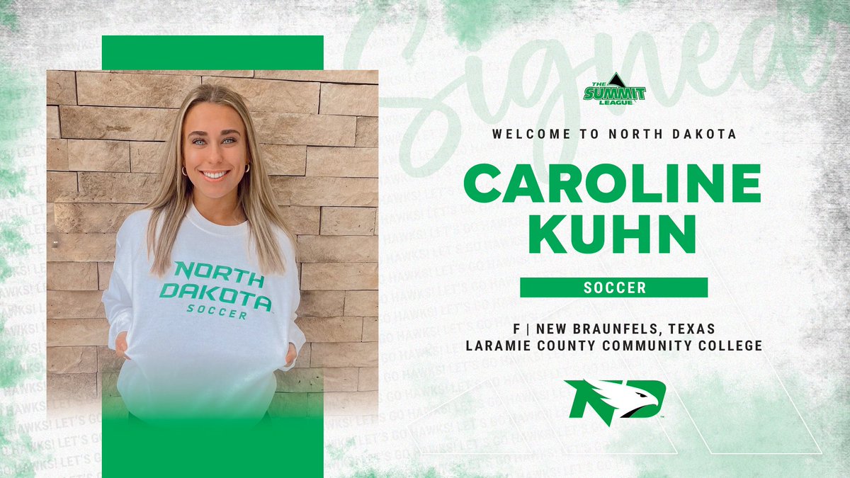 Welcome to UND soccer, Caroline Kuhn! · First Team All-Region and Second Team NJCAA All-American last season · Scored 23 career goals with two hat tricks for Laramie County CC · Helped lead the Golden Eagles to two NJCAA National Tournaments #UNDproud | #LGH
