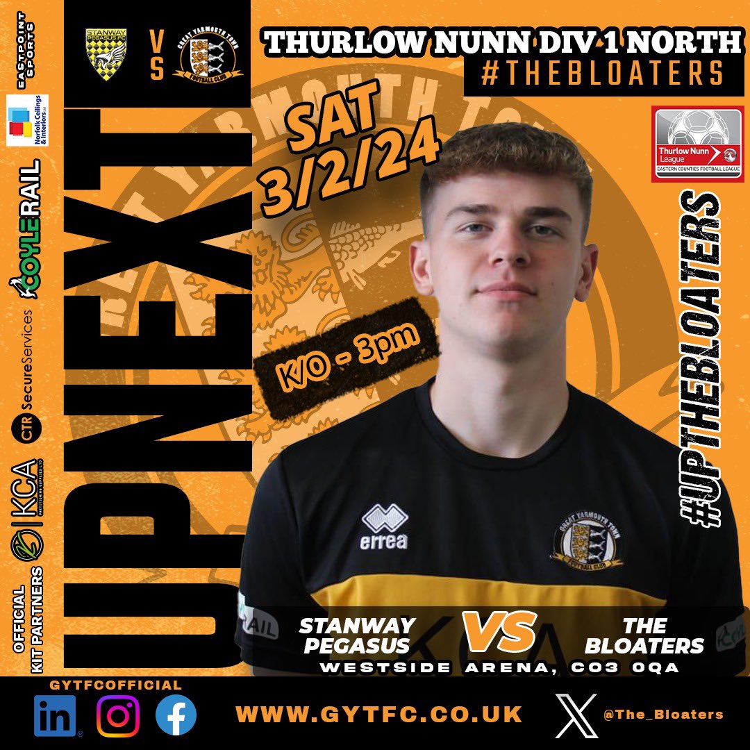 These are exactly the games our lads have worked so hard  to be involved in . Competing against the best teams in East Anglia at our level . They don’t come much bigger than 3rd v 2nd with everything still to play for so it’s one to look forward to and enjoy
Good luck boys 🧡🖤