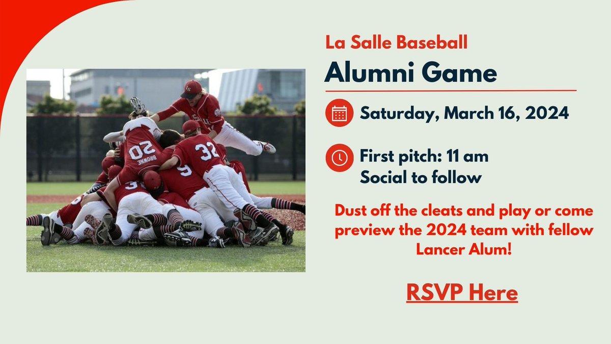 La Salle Baseball Alumni Event In case you missed our recent email, we're thrilled to extend another invitation to our upcoming Baseball Alumni Event! lasallelanceralumni.net/events/event/l… #LancerAlumni #LancerBaseball #LRD #BrothersForLife