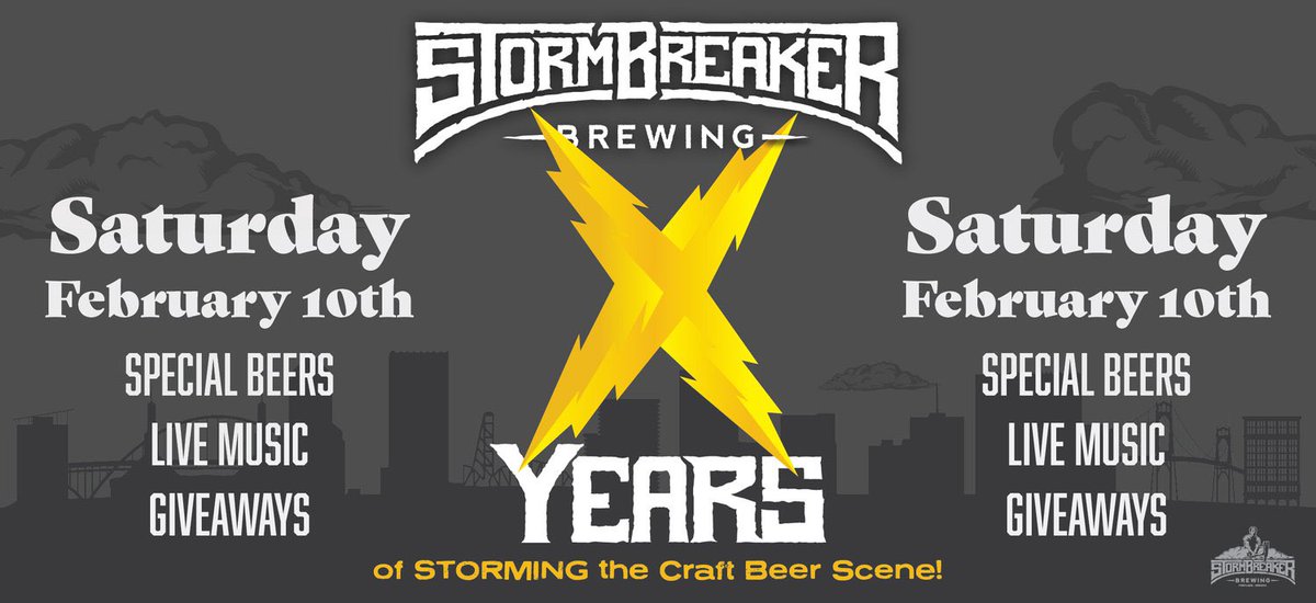 🍻🎉 @StormBreakerPDX is celebrating 10 years in the biz on Feb 10th with live music & new beers. stormbreakerbrewing.com