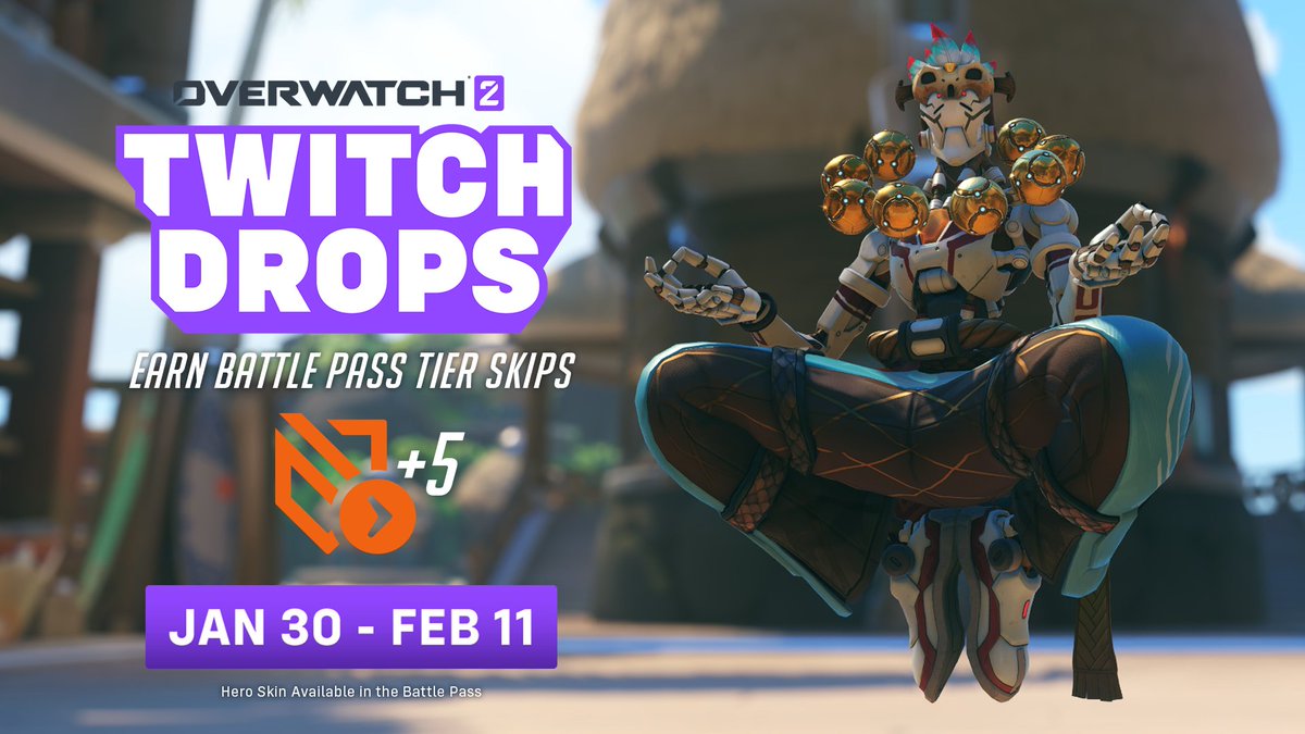 PlayOverwatch's tweet photo. We’ve got enough Twitch Drops to go around 🎊

Tune into your favorite #Overwatch2 creators and earn 5 Battle Pass Tiers skips now through Feb 11 ⏩

✨ https://t.co/FHg4bp0Cpb https://t.co/E0hjggxYIQ