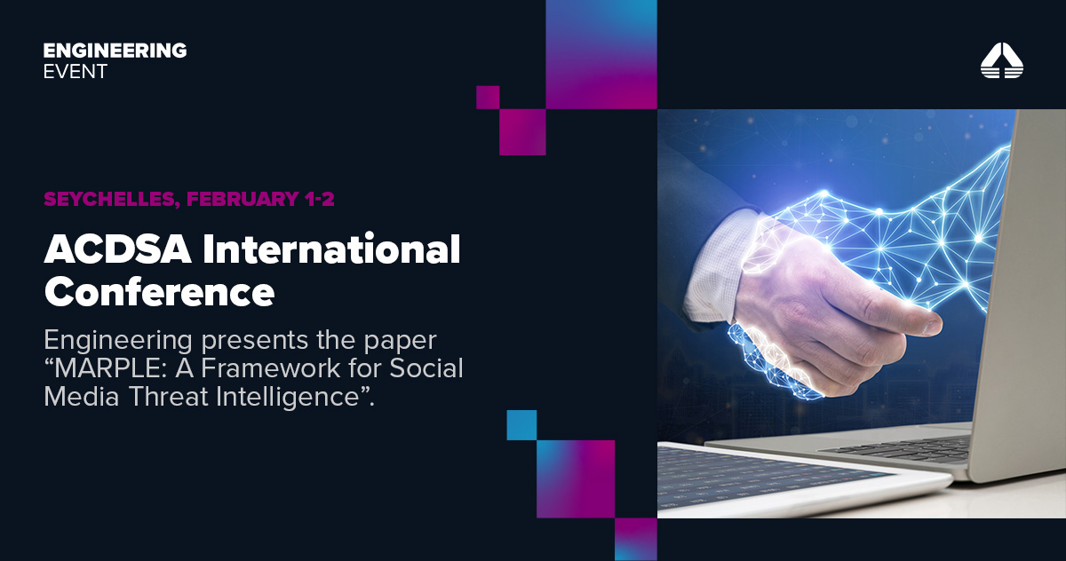 ENGINEERING GROUP (@engineeringspa) on Twitter photo The paper "MARPLE: A Framework for Social Media Threat Intelligence" will be presented by <a href="/alexmarco1/">Marco San Biagio</a> at #ACDSA2024, on 01/02. This insightful research is part of <a href="/appraise_h2020/">appraise_h2020</a>, a project exploring advanced #AI for enhanced #Security in augmented cities. eng.it/en/case-studie… The paper "MARPLE: A Framework for Social Media Threat Intelligence" will be presented by <a href="/alexmarco1/">Marco San Biagio</a> at #ACDSA2024, on 01/02. This insightful research is part of <a href="/appraise_h2020/">appraise_h2020</a>, a project exploring advanced #AI for enhanced #Security in augmented cities. eng.it/en/case-studie…