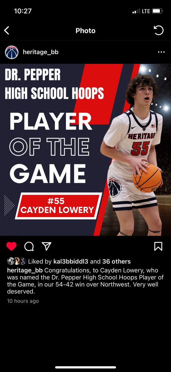 Dr Pepper player of the game (2026 Sophmore)