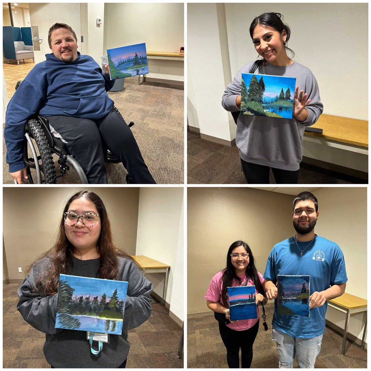 uhvjab's tweet photo. A look at our panting with Bob Ross event last week! We have some amazing artists in JAB! #UHV #JAXNATION #UHVJAB #UHVJagFan #UHVStudentLife https://t.co/LmcNJC00tj